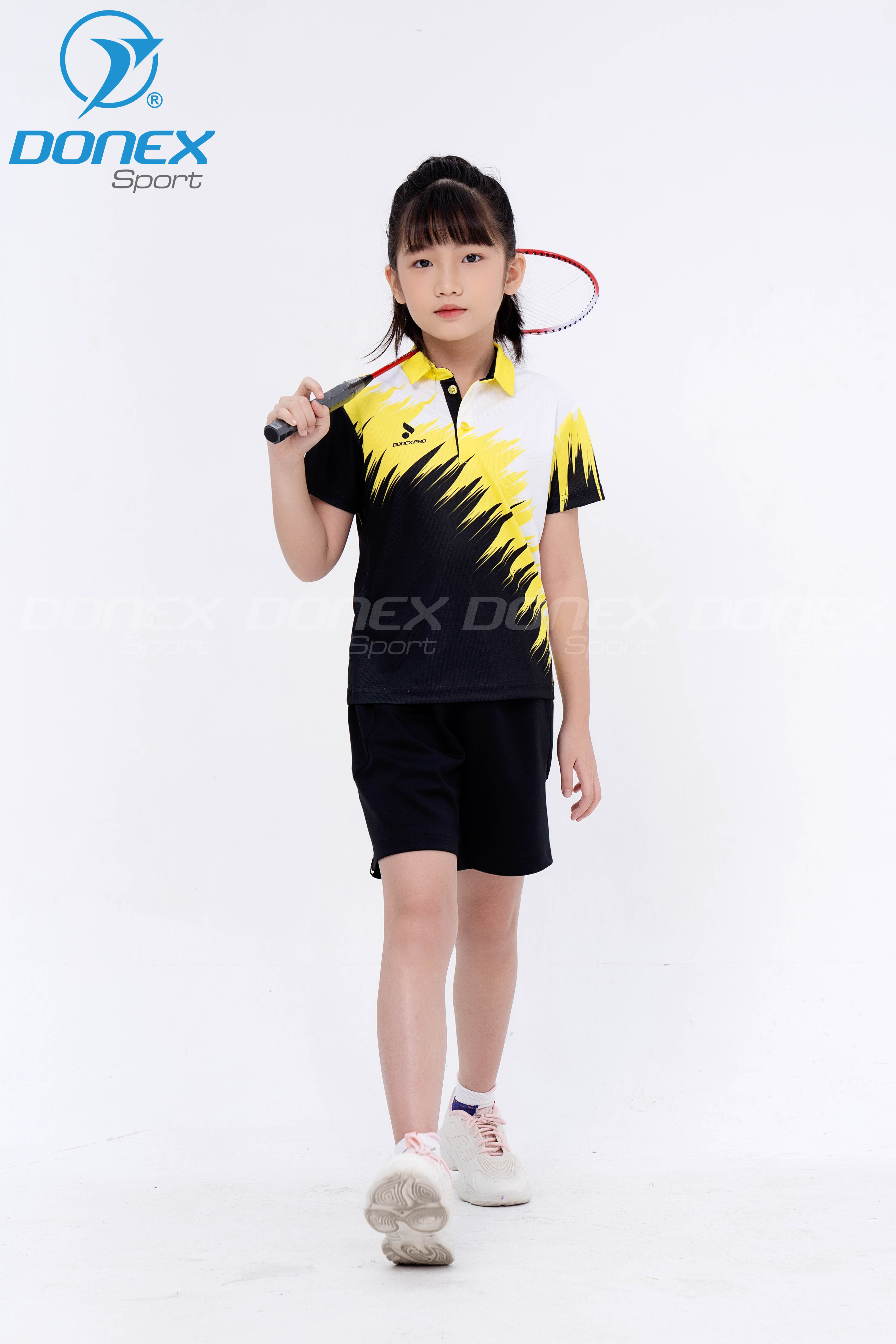 Áo thể thao trẻ em TC-1026  Đen phối vàng